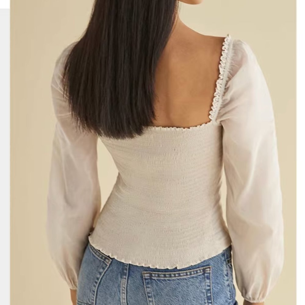 NWT Reformation Isadora Cotton Top - Cream - Picture 10 of 11